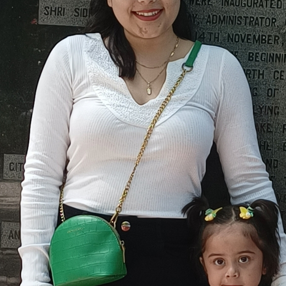 Old navy ivory full sleeves top with beaded deep U neck - Picture 3 of 11